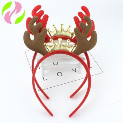 China New Fashionable Cute Eco-friendly Christmas Hair Band Christmas Reindeer Antler Headband For Kids for sale