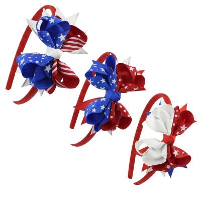 China Good Quality Independence Day Hair Accessories Eco-Friendly Kids Bow Swallowtail Flag Headband for sale