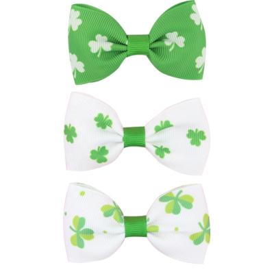 China Eco-friendly St. Patrick's Day Hot Selling Amazon Children's Hair Accessories 2.7 Inch Clover Baby Hairpin for sale