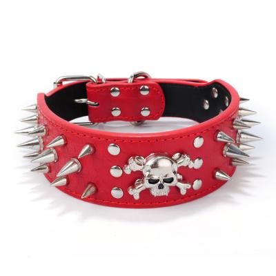 China Factory Wholesale Viable High Quality Classic Supplies Luxury PU Rivet Pet Leather Adjustable Collar for sale