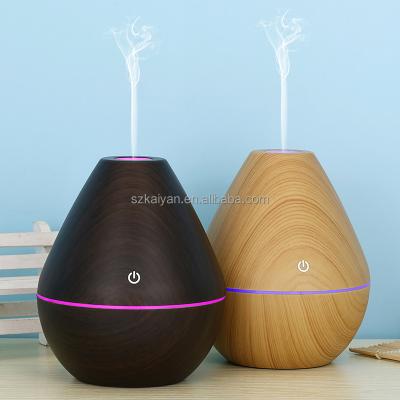 China Factory Drop Water 300ml Air Humidifier 7color Soft Wood Grain Ultrasonic Aroma Diffuser Straight Without Cavity for sale