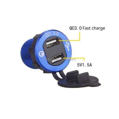 China New Motorcycle Modified Car Motorcycle USB Charger Mobile Phone Tablet QC3.0 Metal Car Quick Charging Charging for sale