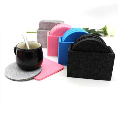 China Sustainable Amazon Supplies Square Round Design Felt Coaster Set Colorful Felt Coaster For Table for sale