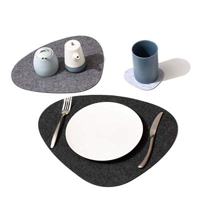 China Factory Direct Sale Viable Felt Coaster 3pcs/set Nordic Irregular Simple Dining Table Tea Coaster Dish Mat Coaster for sale