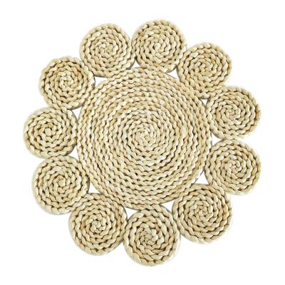 China Sustainable Eco - Friendly Natural Hand - Woven Corn Place Mats Weave Round Braided Straw Table Mat for sale