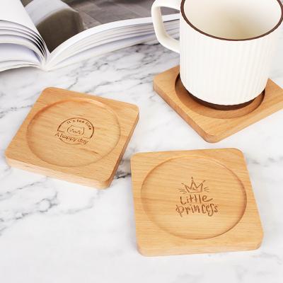 China Sustainable Custom Heat Insulation Handcrafted Elegant Square Wooden Coaster For Drinks Beer Coffee Tea for sale