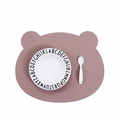 China Sustainable Cute Bear Shaped Design Stylish Faux Leather Kids Rug Lunch Leather Place Mat for sale