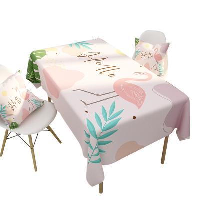 China INS Factory Stocked Direct Sales Style Flamingo Bird Table Cloth For Party Banquet Dining Room for sale