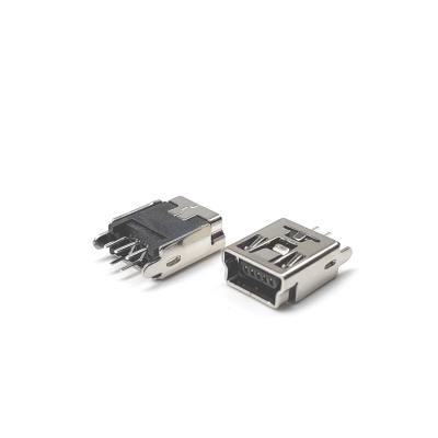 China DIP Female Vertical Black B LCP Straight Leg 5 Pin Mini USB Connector for sale