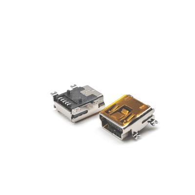 China LCP Black 5 Pin Female Mini USB Connector B SMT Copper Alloy for sale