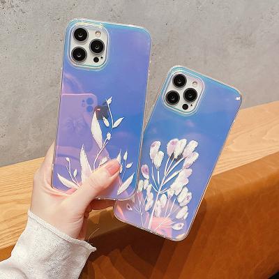 China Custom Laser Gradient Aurora Tulip Anti-fall Transparent IMD Mobile Phone Case For Huawei p40 p40pro mate30 nova8 phone case for sale