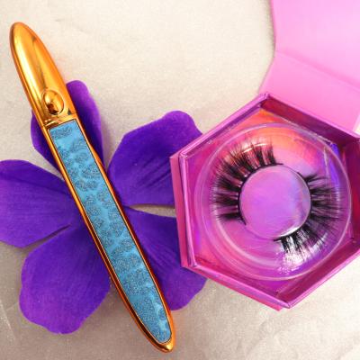 China Custom Wholesale Color and Logo False Eyelashes Fake 3D Mink Magnetic Lashes High Quality Private Label Eyelashes Full Strip for sale