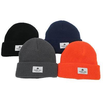 China Winter COMMON Fashion Custom Style Cuff Waffle Fisherman Knitted Skull Beanie Hats for sale