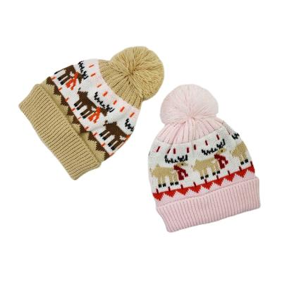 China Cartoon Deer Knit Soft Winter Beanie Hats Kids Beanies Hat for sale