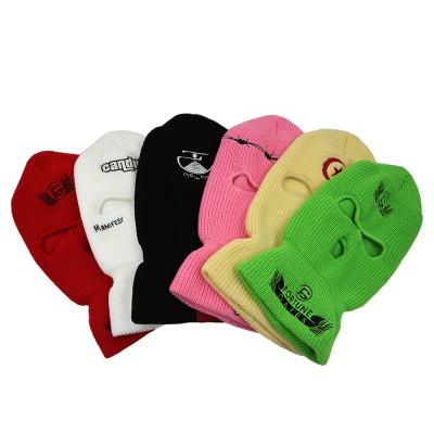 China Wholesale 2021 COMMON Skull Full Cover Face Bandit Ski Mask Skimask 3 Knitted Hole Balaclava With Embroidery Custom Logo for sale