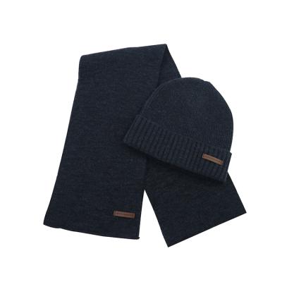 China COMMON Custom High Quality Color Wool Blend Winter Warm Hats Knitted Beanie And Neck Scarf Matching Set for sale