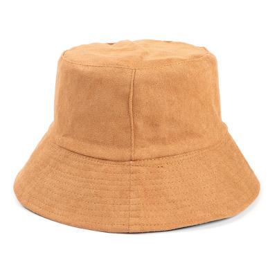 China New design slack double faced suede brim flat surface basin cap black bucket cap for sale