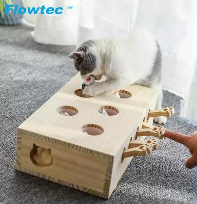 China 3 Viable In 1 Solid Cat Scratcher Toy Outdoors Indoors Cat Funny Toys Interactive Wooden Beat A Mole Mouse Game Puzzle Toy for sale