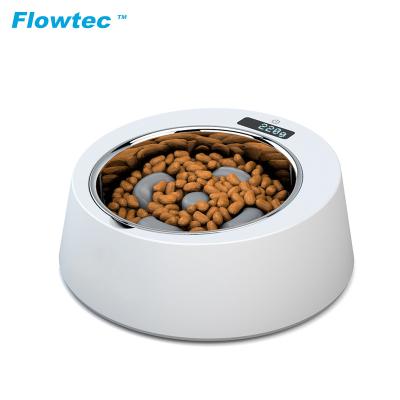 China Auto Memorable Digital Scale Pet Cat Dog Food Bowl Slow Feeder Health Stainless Steel Pet Food Slowly Feeding Intelligent Weighing Bowl for sale