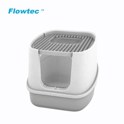 China Pet Cat Litter Box Fully Enclosed Anti-splash Deodorizer Sustainable Cat Toilet Automatic Two-Way High Capacity Cat Litter Tray for sale