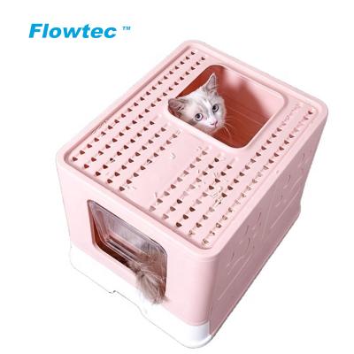 China Splash Proof Type Cat Poop Basin Double Door Cat Toilet Automatic Drawer Cat Litter Box Extra Large Folding Included Viable Plastic for sale