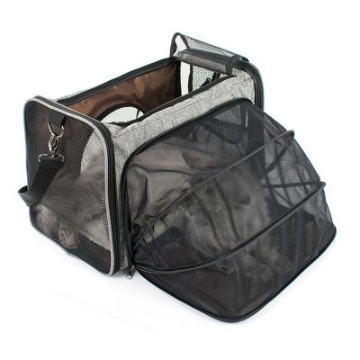 China Portable Travel Foldable Cat Carrier Cage Breathable Pet Dog Sling Airline Pet Carrier Viable Expandable Bag Carrier for sale