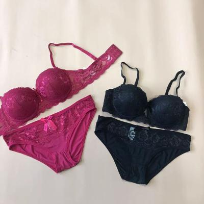 China Latest Design Breathable Women Bra Set OEM Fashionable Sexy Lace Push Up Soft Cup Ladies Bra Set for sale