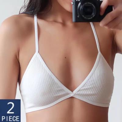 China QUICK DRY Comfort Cotton Bra For Women Bralette V Style Triangle Cup French Deep Underwear Bralette Lingerie Push Up Wireless Bras for sale