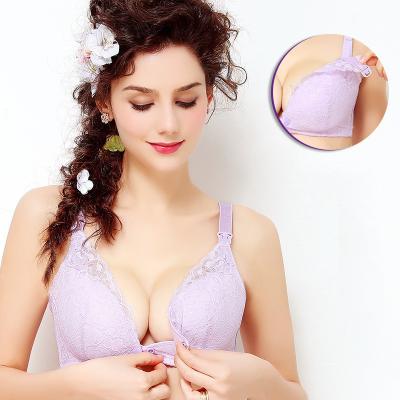 China New Arrival Lace Front Open Breast Feeding Bra Wireless Care Bra Maternity High Support Maternity Support Bra for sale