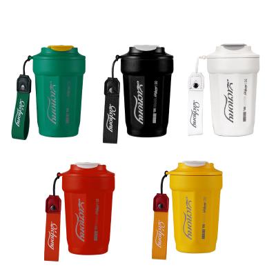 China Viable Custom Reusable Coffee Cup To Go Reusable Logo Tumbler Logo Vacuum Insulated Double Wall Stainless Steel Coffee Mug With Lid for sale