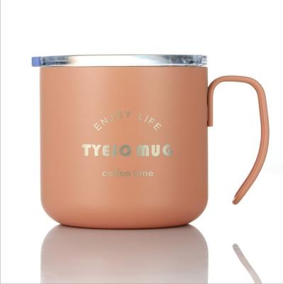 China Custom Viable Logo Leak Proof 12oz 14oz 16 oz Metal 304 Stainless Steel Travel Thermo Coffee Mug With Handle for sale