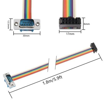 China COMPUTER DB9 to Serial 10-Pin IDC Cable RS232 Male to IDC 10Pin Connector Adapter Female Rainbow HeaderRibbon Flat Cable 1.8m (2x5) for sale