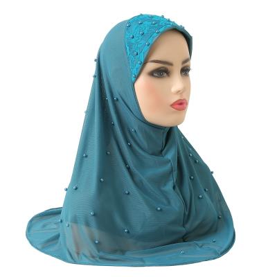 China 2021 Latest Design Polyester Pearls Islamic Hijab Girl Hijab XDH078a Muslim Hijab Fashion for sale