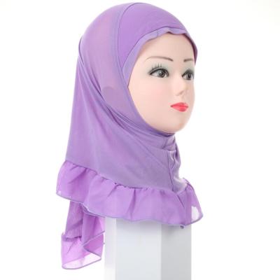 China Lovely Little Muslim Girl Hijab Girl Polyester 2 To 7 Years Hijab Scarf Kids Islamic Hijab Hats XDH107 for sale