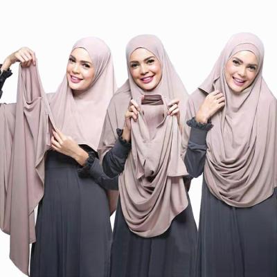 China 2020 Wholesale Muslim Instant Hijab Women Cotton Double Loop Cotton Single Tank Top Slip On Hijab Scarf Shawls Amira Hijabs JLS128 for sale