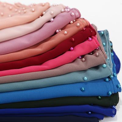 China Chiffon Beads Muslim Scarf Scarves Chiffon Hijab Long Islamic Muslim Scarves Shawls HW414 for sale