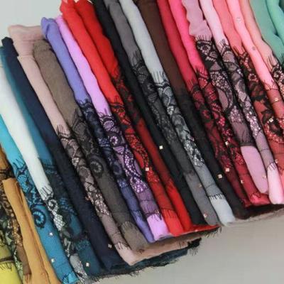 China muslim hijab lace scarf COTTON lace scarf hijabs women cotton muslim scarves wholesale shawls long muslim hijab QK035 for sale