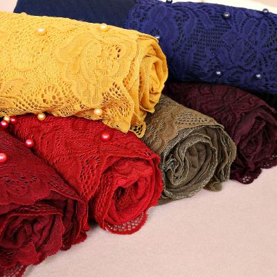 China COTTON lace beads wrinkle scarf hijabs women wrinkle cotton shawls scarves muslim hijab along GVS043 for sale