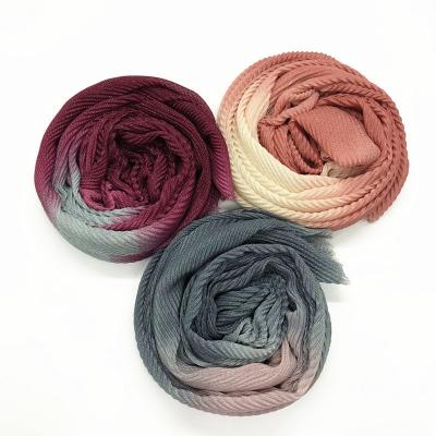 China Cotton 2020 Islamic Hijab Wholesale Muslim Scarf Pleat Cotton Ombre Scarf Shawls Long Wraps QK104 for sale