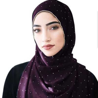 China 2020 muslim muslim headband hijab chiffon rhinestone zipper scarves long wrap muslim headband hijab muslim scarf GYW70 for sale