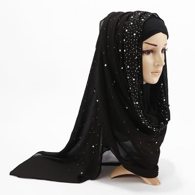 China 2020 Fashion Bubble Chiffon Beading Hijab Scarf Diamond Shawls Muslim Wraps Headband Scarves HW322 for sale