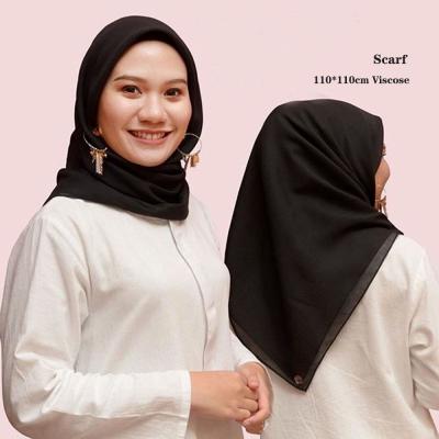 China Thin Viscose 110*110cm Islamic Arab Hijab Scarf Head Wrap GVS185 Women Scarves Square Summer Muslim Plain Viscous Headscarf Headscarf for sale