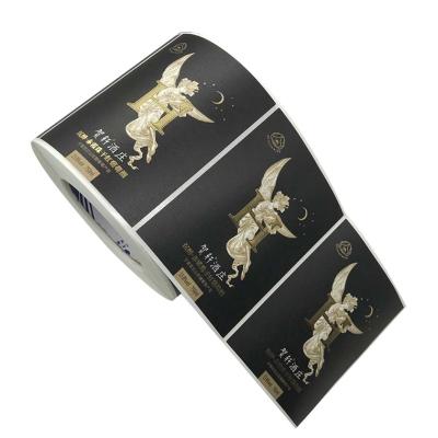 China Waterproof OEM Printing Private Beer Bottle Label Gold Foil Stamping Label Roll Wine Label Sticker for sale