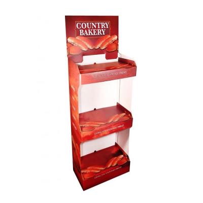 China Recyclable Material Modern Pallet For Floor Cardboard Bread Display Stand Bread Display Rack for sale