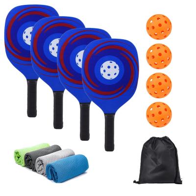 China Portable/Durable/Eco-Friendly/Warterproof/Light Weight/Comfortable Custom High Quality Pickleball Paddles Set with 4 Pickle Balls Ice towel kit Premium Wood Pickleball Paddles and 4 Pick Balls. for sale