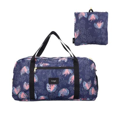 China Handled Handbags Custom Printing Eco - Friendly Tote With Shoe Compartment Packable Foldable Weekender Duffel Bag for sale