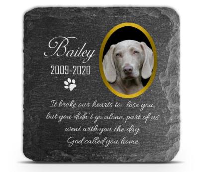 China Europe Memorial Plaque For Pet Cat Dog Stone Heart Paw Grave Personalized Custom Made for sale