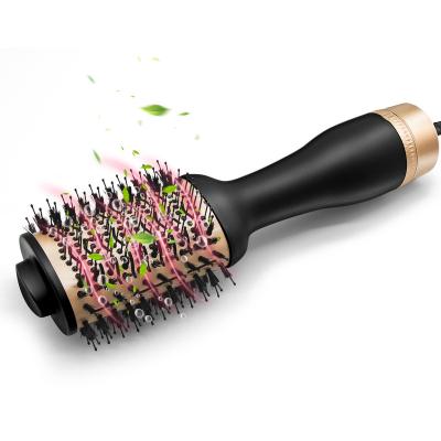 China Ionic 1200W Negative Ion Hair Dryer Brush One Step Hair Dryer And Volumizer Hot Air Brush Styler for sale