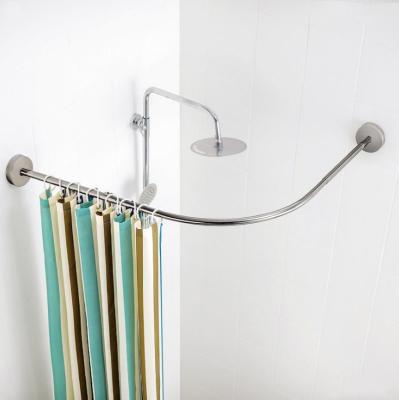 China Factory Viable Custom Metal Suction Stainless Steel Telescopic L Shaped Adjustable Shower Curtain Rod for sale