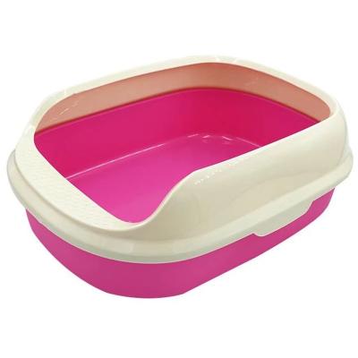 China Shatter-Resistant Plastic Crack-Resistant Training Pets Semi-Enclosed Cat Litter Box Stocked Cat Toilet for sale